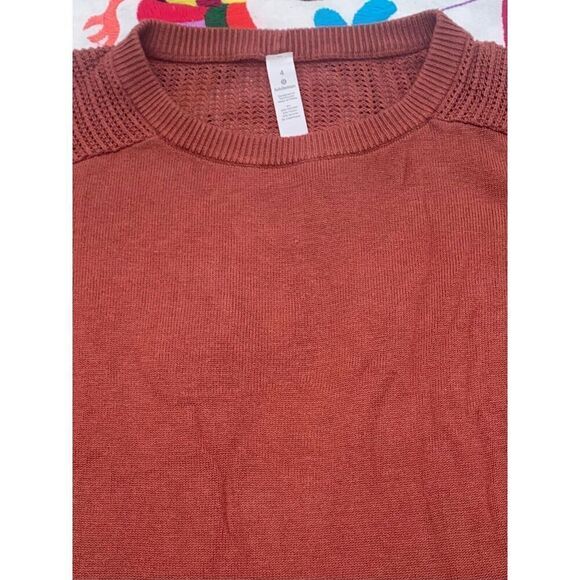 Lululemon Back To Balance Rustic Clay Orange open back Knit Sweater sz 4 - Picture 4 of 8